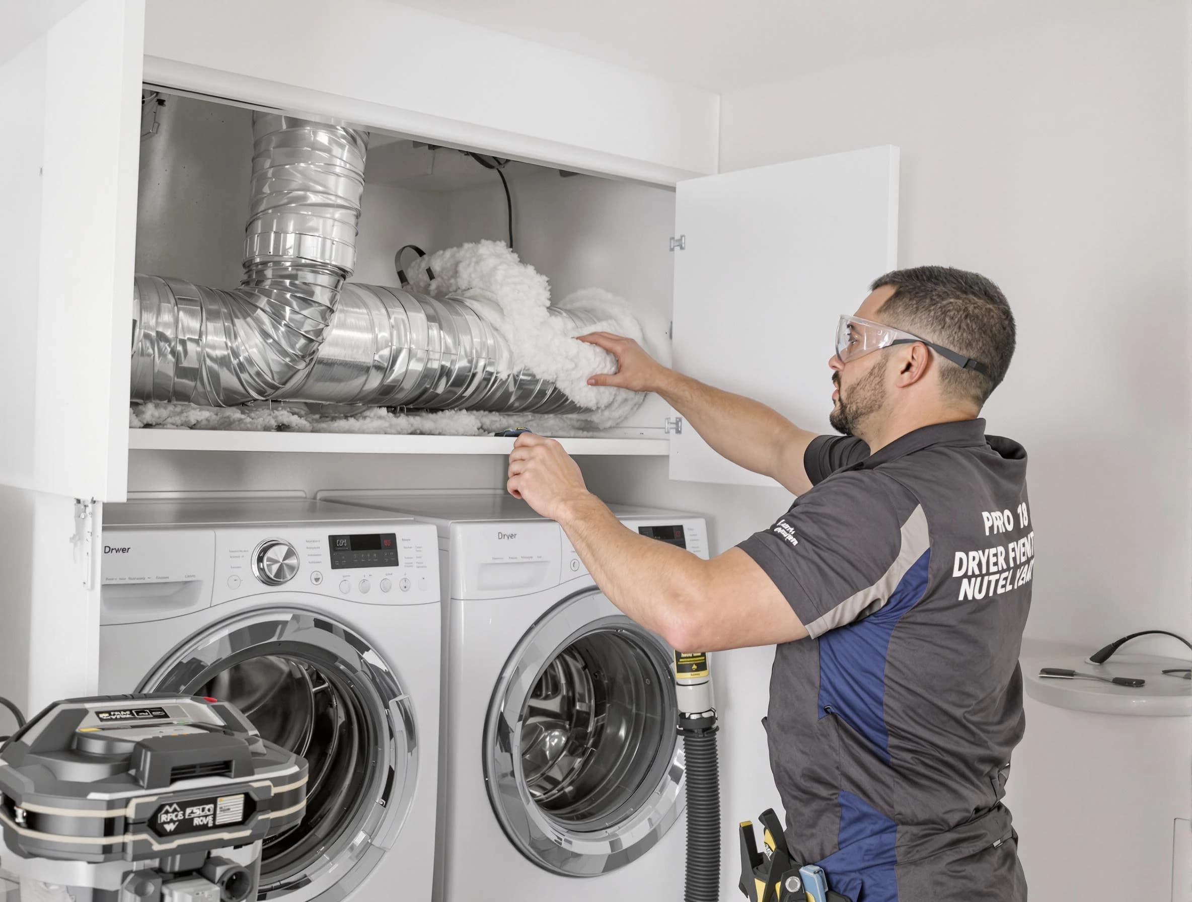 Petersburg Dryer Vent Cleaning certified technician performing specialized gas dryer vent cleaning in Petersburg
